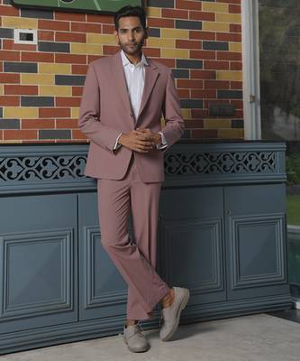 Pink plain lycra jacket & pant set 2