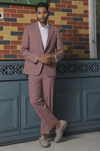 Pink plain lycra jacket & pant set