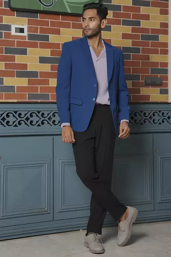 Blue plain lycra jacket & pant set