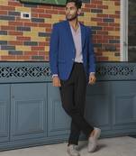 Blue plain lycra jacket & pant set