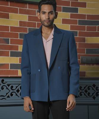 Blue plain lycra jacket & pant set 2
