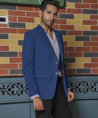 Blue plain lycra jacket & pant set 3