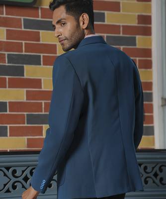 Blue plain lycra jacket & pant set 5