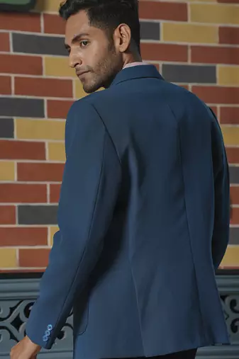 Blue plain lycra jacket & pant set