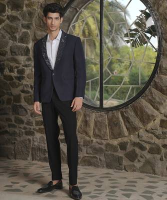 Blue plain lycra jacket & pant set 1