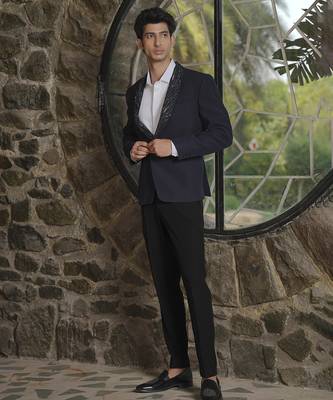Blue plain lycra jacket & pant set 4