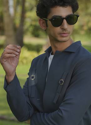 Grey lycra plain shacket 2