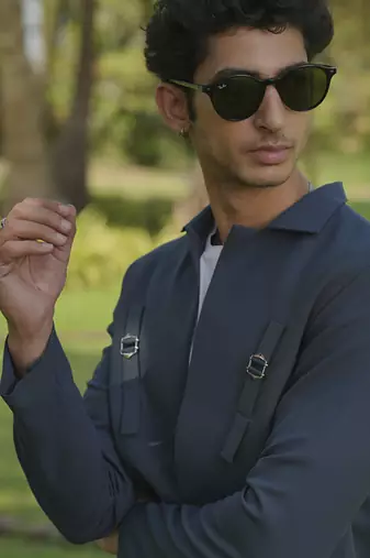 Grey lycra plain shacket