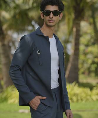 Grey lycra plain shacket 3