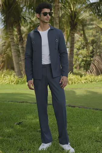 Grey lycra plain shacket
