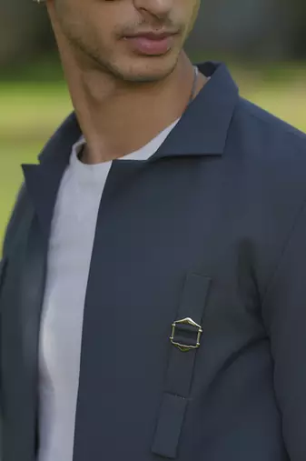 Grey lycra plain shacket