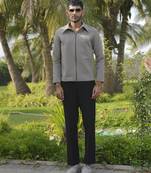 Brown lycra plain shacket