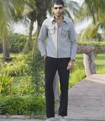 Grey lycra plain shacket