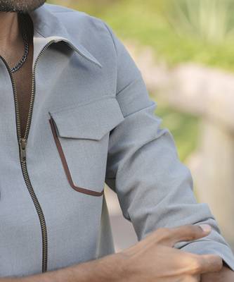 Grey lycra plain shacket 2