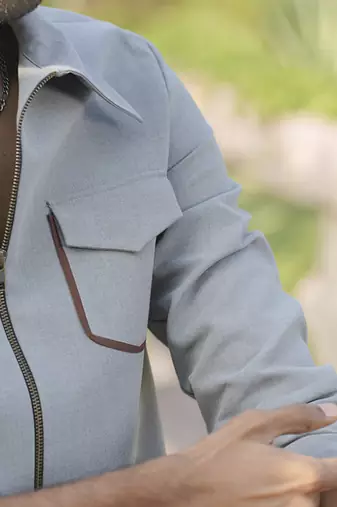 Grey lycra plain shacket