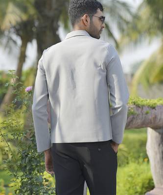 Grey lycra plain shacket 5