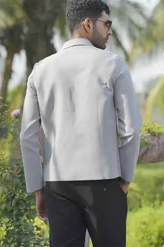 Grey lycra plain shacket