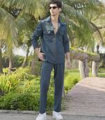 Green lycra plain shacket