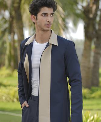 Blue lycra plain shacket 3