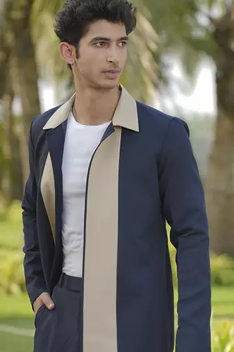 Blue lycra plain shacket