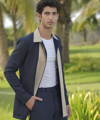 Blue lycra plain shacket 5