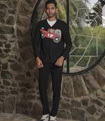 Black lycra printed shacket