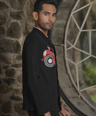 Black lycra printed shacket 2