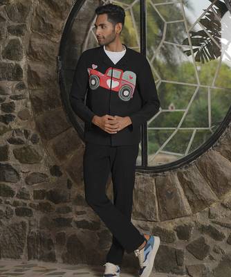 Black lycra printed shacket 3