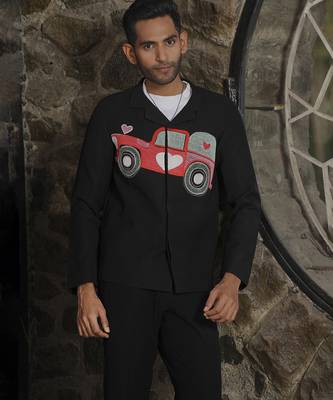 Black lycra printed shacket 4