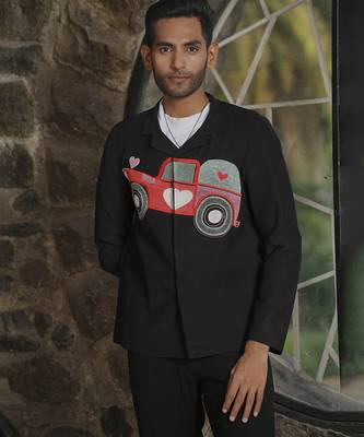 Black lycra printed shacket 5