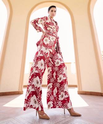 Multicolor Floral Printed Satin Jacket With Pant 2