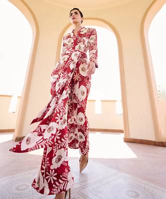 Multicolor Floral Printed Satin Jacket With Pant 4