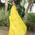 yellow cotton doll embroidery saree with blouse