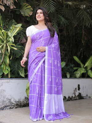 Narikela purple woven saree with blouse 2
