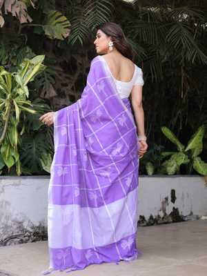 Narikela purple woven saree with blouse 3