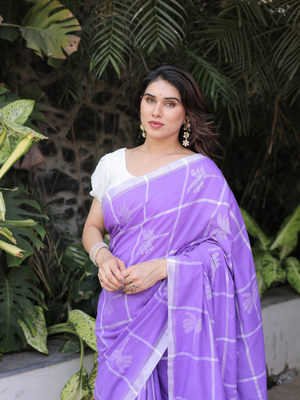 Narikela purple woven saree with blouse 5