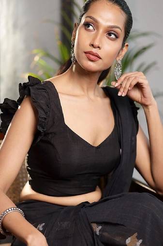 Black Dola Silk Designer Blouse