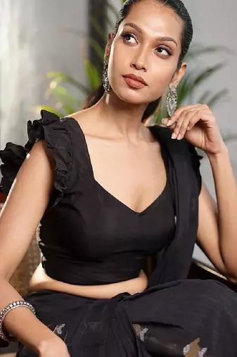 Black Dola Silk Designer Blouse