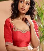 Red Dupion Silk Designer Blouse