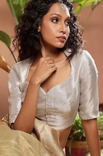 Silver Tissue Designer Blouse