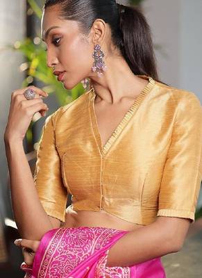 Gold Dupion Silk Designer Blouse 3