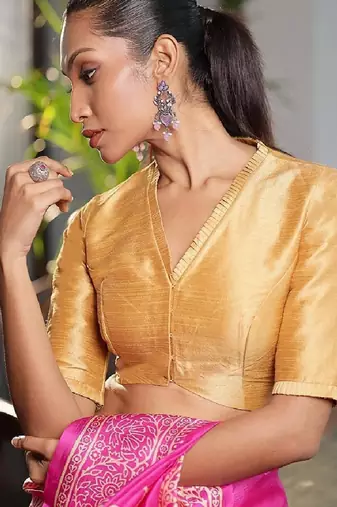 Gold Dupion Silk Designer Blouse