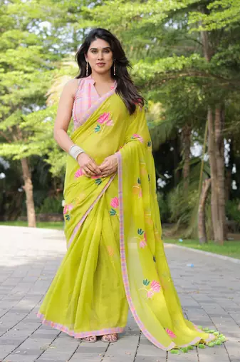 Totta pari cotton embroidery saree with blouse