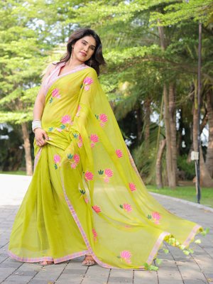 Totta pari cotton embroidery saree with blouse 2