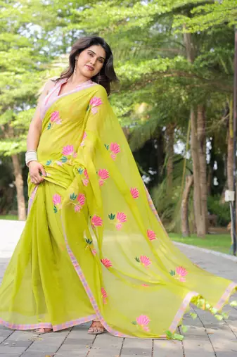 Totta pari cotton embroidery saree with blouse