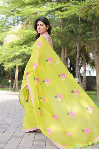 Totta pari cotton embroidery saree with blouse