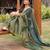 Kachi kairi green and golden cotton saree with blouse