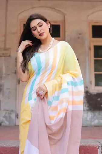Sunstone multi color saree with blouse