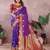 Violet handloom kalamkari silk blend saree with zari woven work