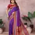 Violet handloom kalamkari silk blend saree with zari woven work